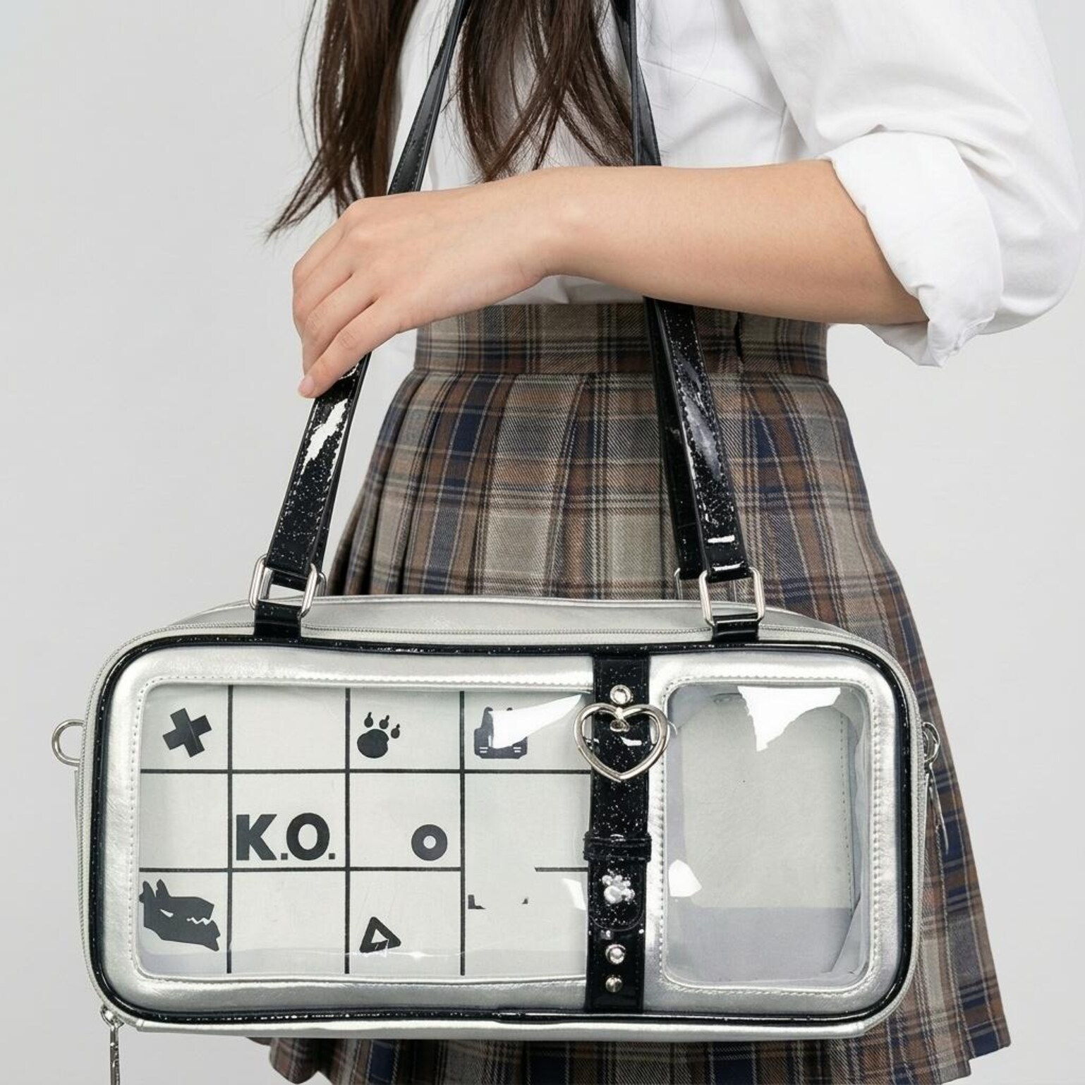 Silver Kawaii Convertible Ita Bag for Pin Display