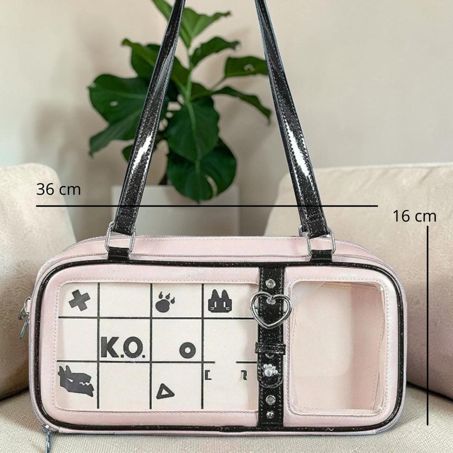 Silver Kawaii Convertible Ita Bag for Pin Display Silver Kawaii Convertible Ita Bag for Pin Display — ita bag detail view