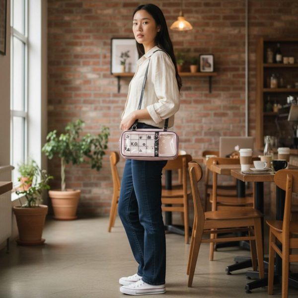 Silver Kawaii Convertible Ita Bag for Pin Display — ita bag detail view