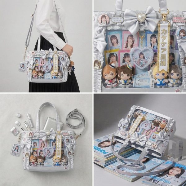 Silver Kawaii Y2K Ita Backpack with Clear Window for Pin Display — ita backpack detail view