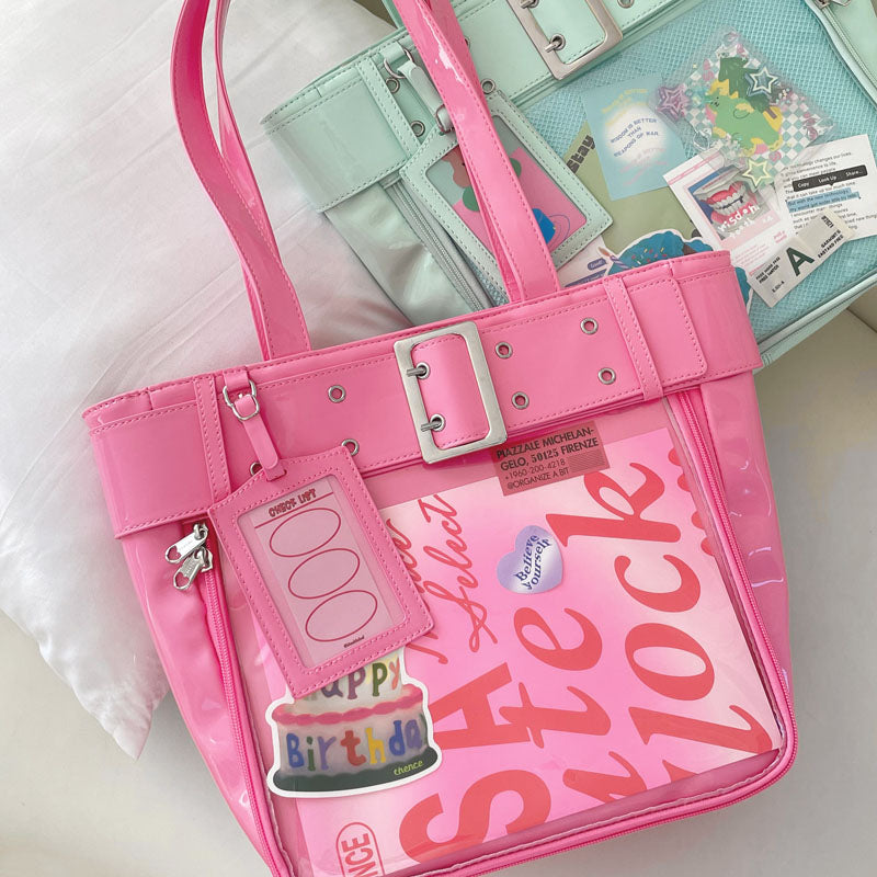 Silver Y2K Ita Tote Bag for Plushies and Pins