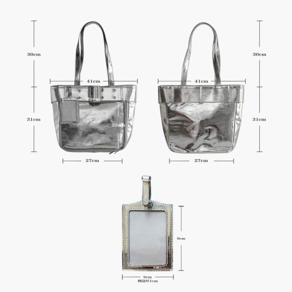 Silver Y2K Ita Tote Bag for Plushies and Pins — ita tote bag detail view