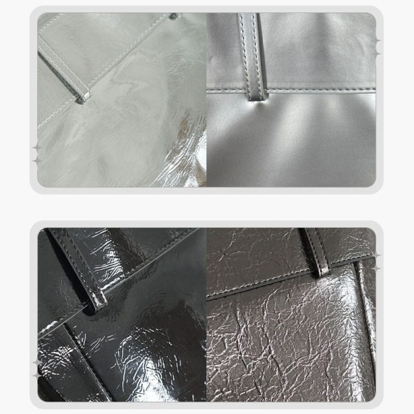 Silver Y2K Ita Tote Bag for Plushies and Pins — ita tote bag detail view