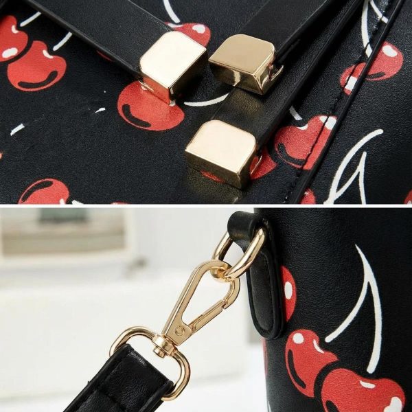 Small Black Cherry Crossbody Bag — crossbody ita bag detail view