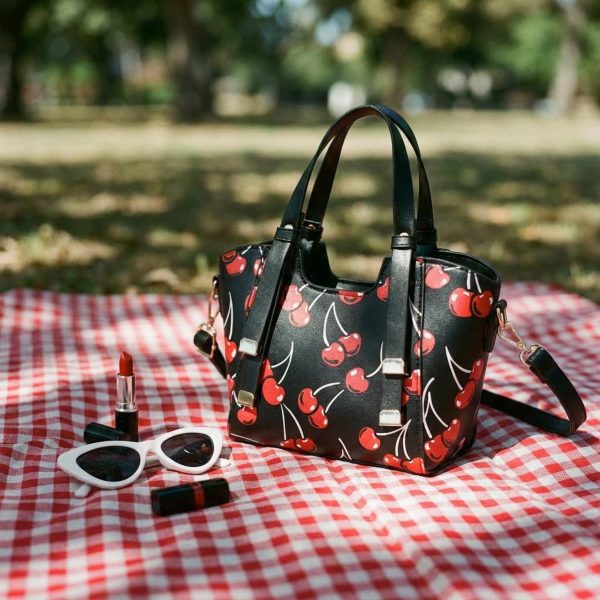 Small Black Cherry Crossbody Bag — crossbody ita bag detail view