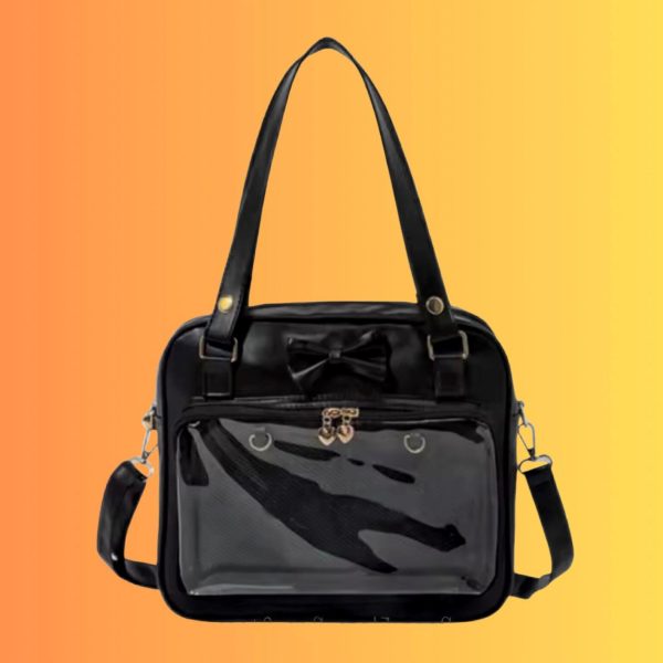 Small Black Convertible Ita Bag for Pin Display — mini ita bag with clear display window