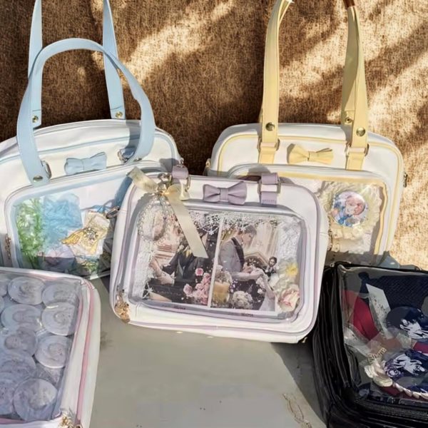 Small Black Convertible Ita Bag for Pin Display — mini ita bag detail view