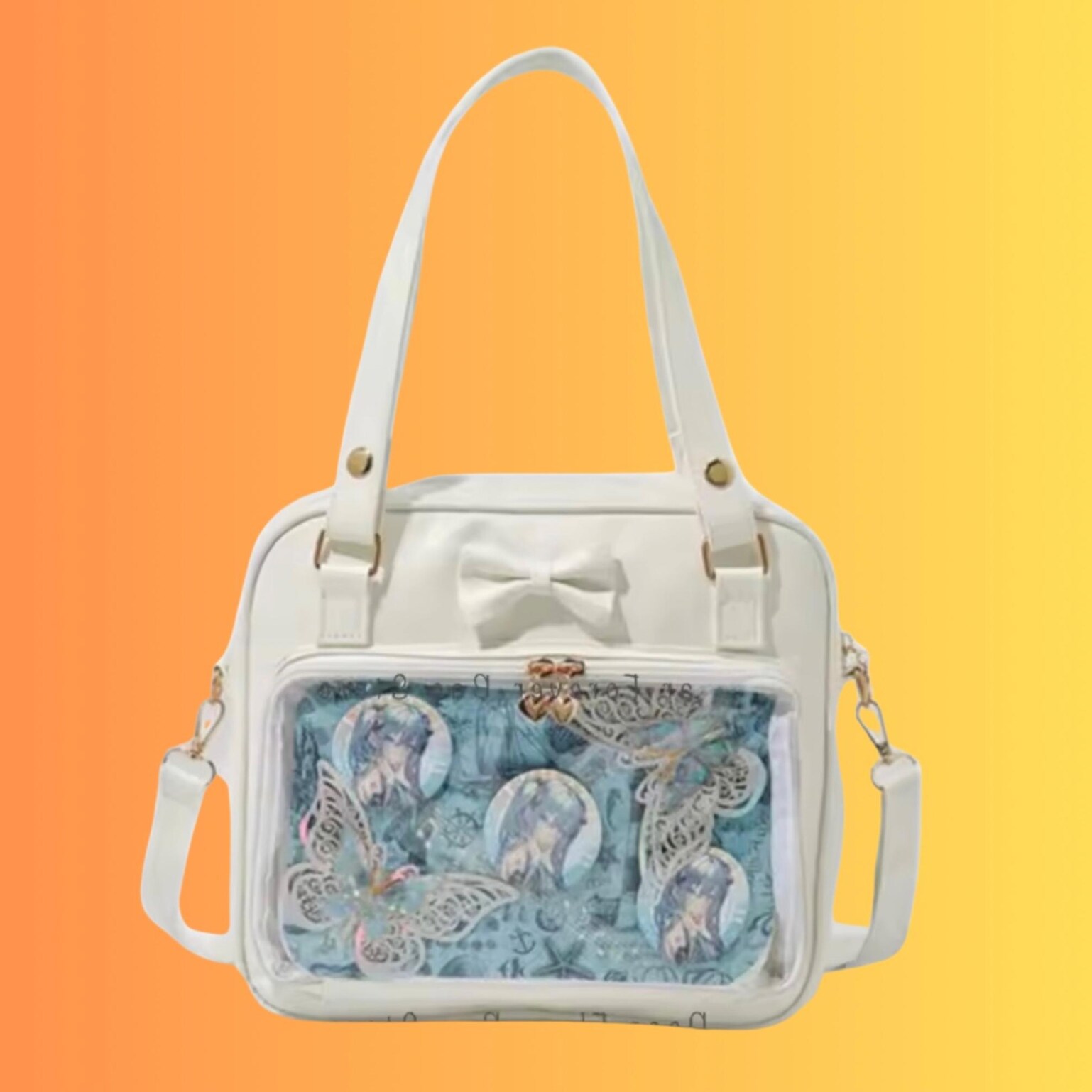Small Black Convertible Ita Bag for Pin Display Small Black Convertible Ita Bag for Pin Display — mini ita bag detail view