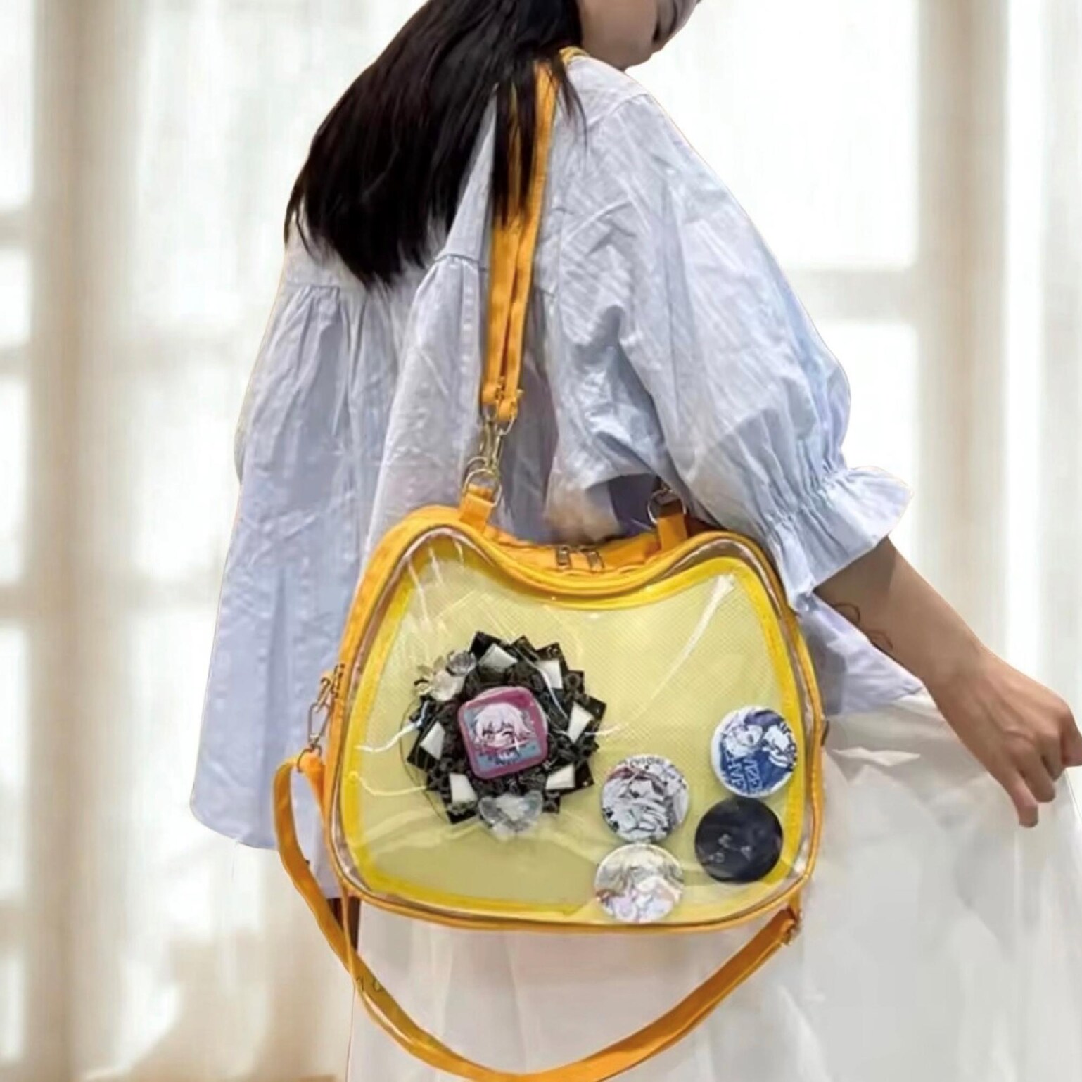 Small Black Convertible Ita Bag Small Black Convertible Ita Bag — mini ita bag detail view