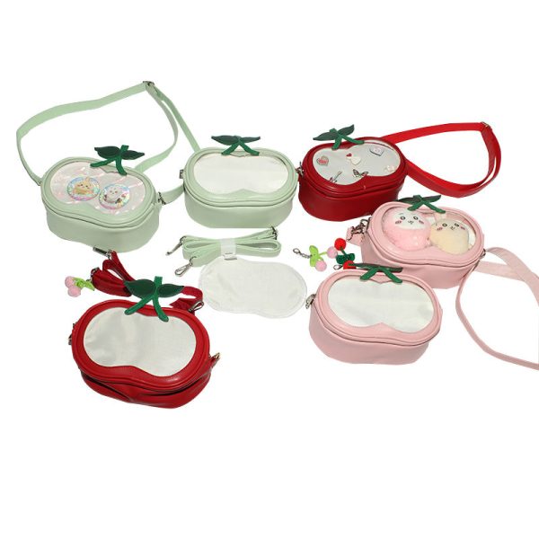 Small Cherry Ita Crossbody Bag for Plushies and Pins — crossbody ita bag with clear display window
