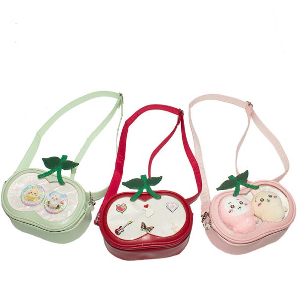 Small Cherry Ita Crossbody Bag for Plushies and Pins — crossbody ita bag detail view