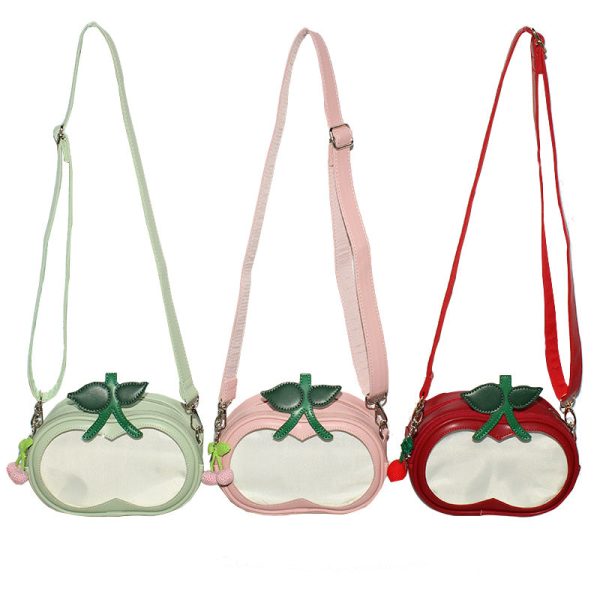Small Cherry Ita Crossbody Bag for Plushies and Pins — crossbody ita bag detail view