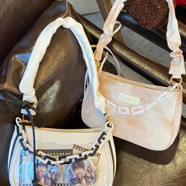 Small Convertible Ita Bag with Clear Window for Pin Display — mini ita bag detail view