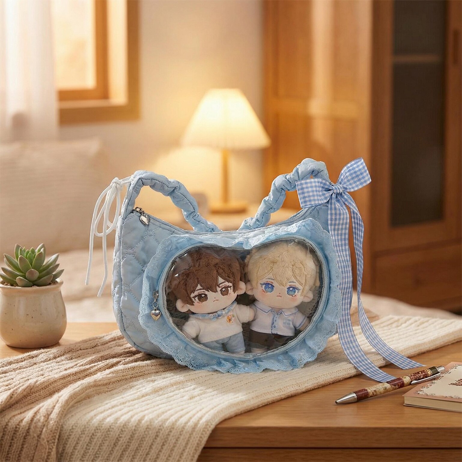 Small Convertible Ita Bag with Clear Window for Pin Display Small Convertible Ita Bag with Clear Window for Pin Display — mini ita bag detail view