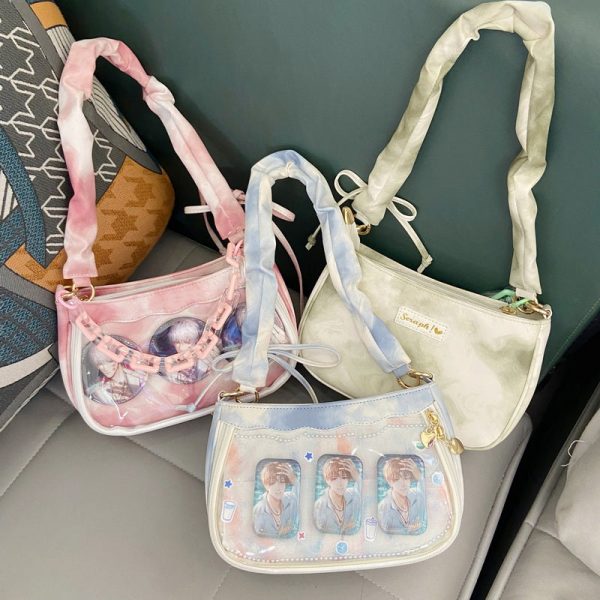 Small Convertible Ita Bag with Clear Window for Pin Display — mini ita bag detail view