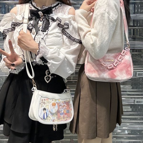 Small Convertible Ita Bag with Clear Window for Pin Display — mini ita bag detail view