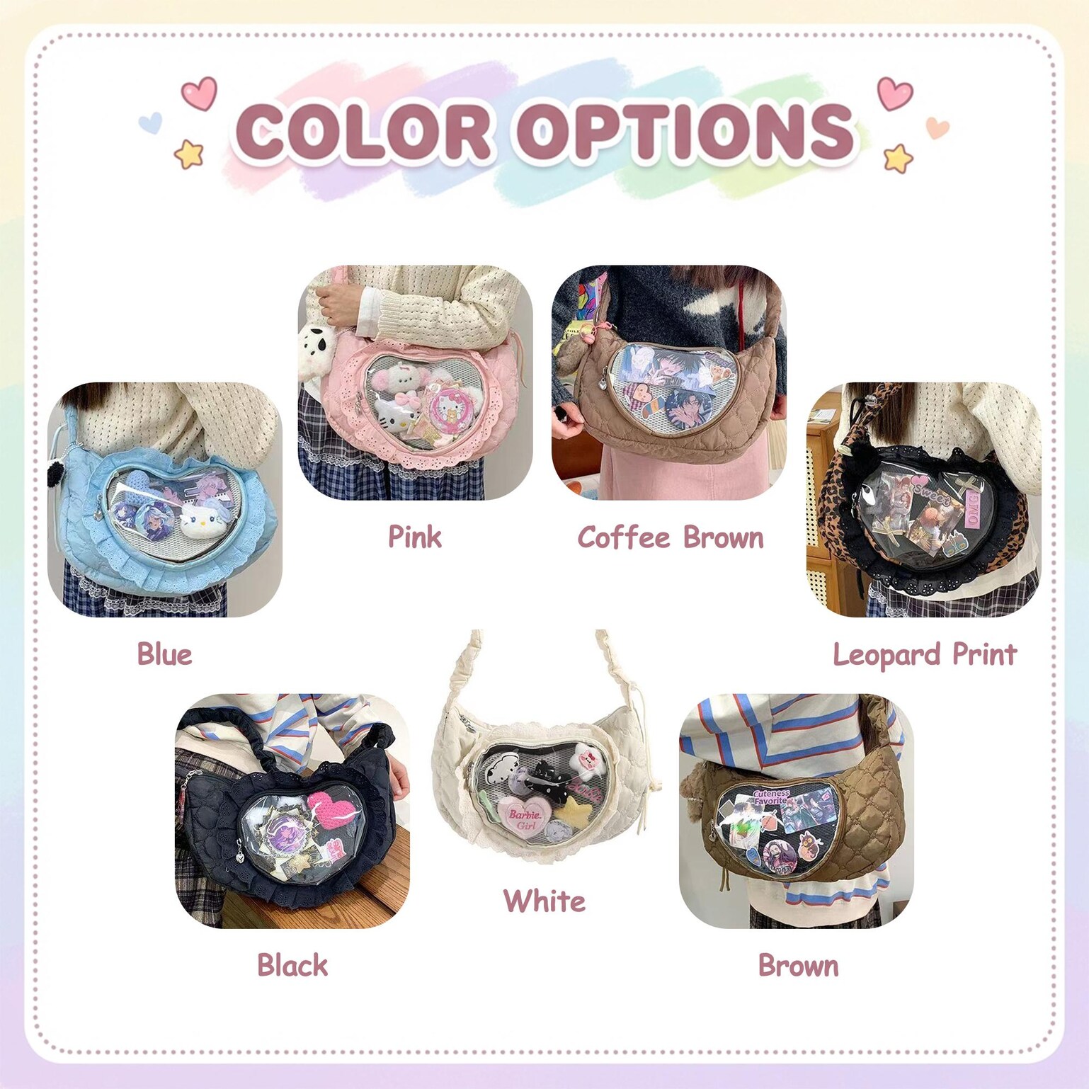 Small Convertible Ita Bag with Clear Window for Pin Display Small Convertible Ita Bag with Clear Window for Pin Display — mini ita bag detail view