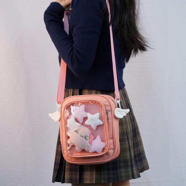 Small Convertible Ita Bag with Clear Window for Plushies and Pins — mini ita bag with clear display window