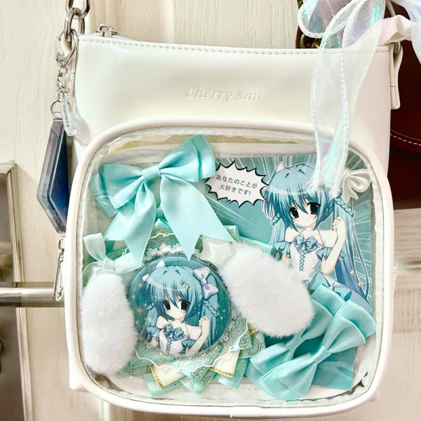 Small Ita Crossbody Bag with Clear Window for Plushies and Pins — crossbody ita bag detail view