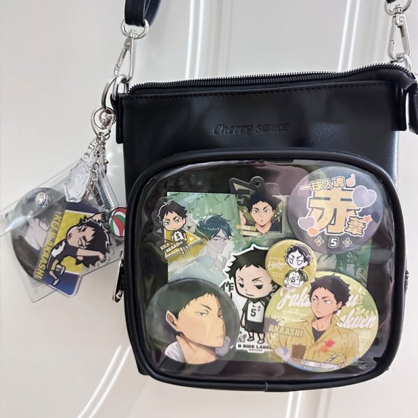Small Ita Crossbody Bag with Clear Window for Plushies and Pins — crossbody ita bag detail view