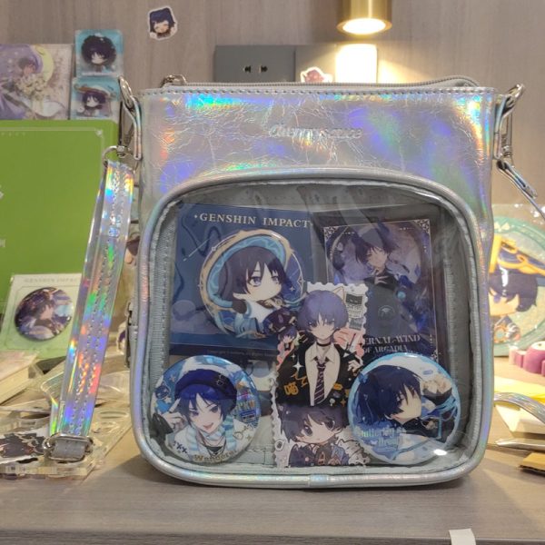 Small Ita Crossbody Bag with Clear Window for Plushies and Pins — crossbody ita bag detail view