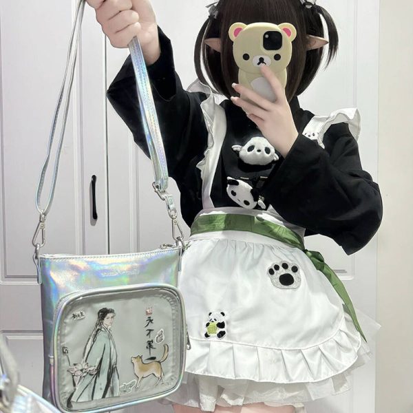 Small Ita Crossbody Bag with Clear Window for Plushies and Pins — crossbody ita bag detail view