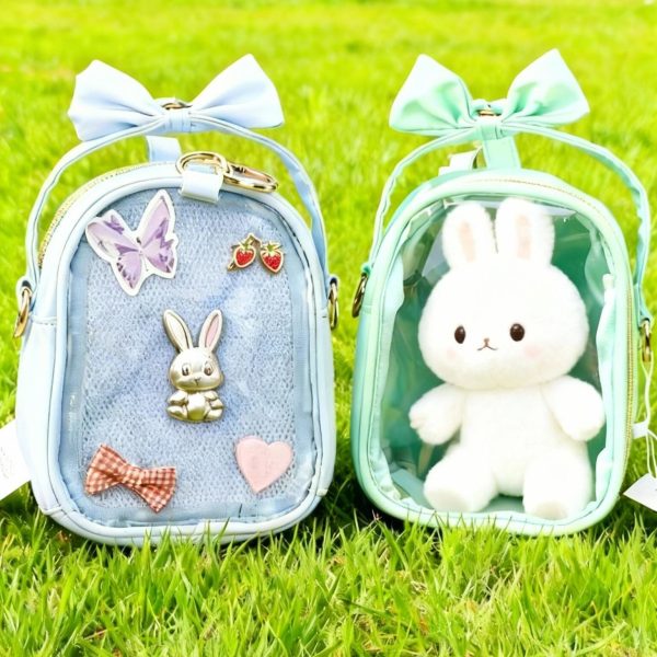 Small Ita Crossbody Bag with Clear Window for Plushies and Pins — crossbody ita bag detail view