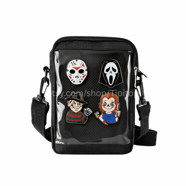 Small Pink Convertible Ita Bag with Clear Window for Pin Display — mini ita bag detail view