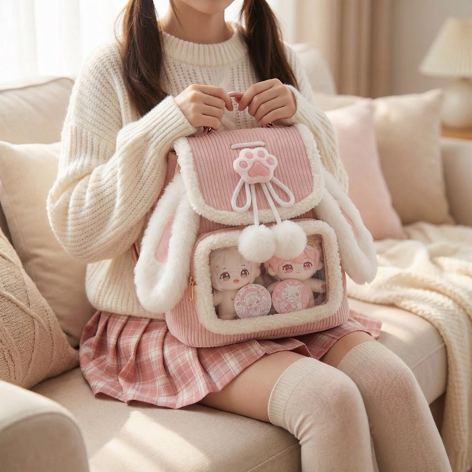 Small Pink Kawaii Ita Backpack for Pin Display Small Pink Kawaii Ita Backpack for Pin Display — ita backpack with clear display window