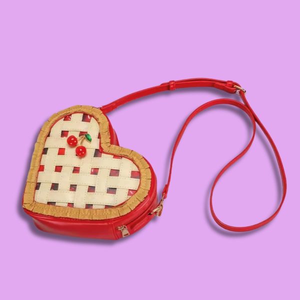 Small Red Heart Convertible Ita Bag — mini ita bag detail view