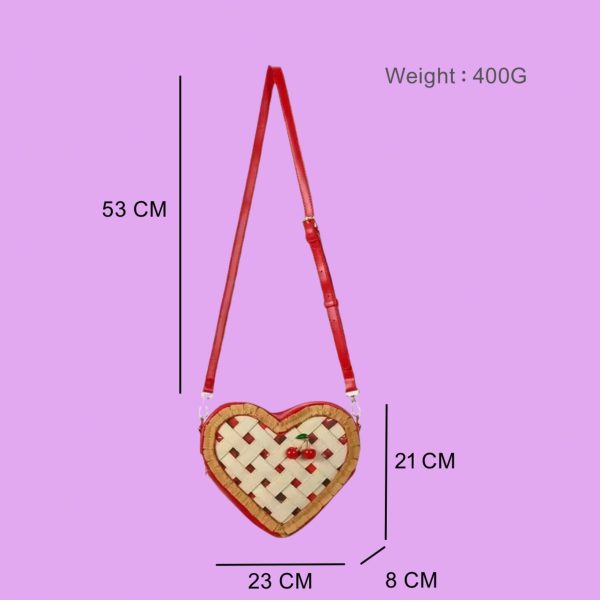 Small Red Heart Convertible Ita Bag — mini ita bag detail view