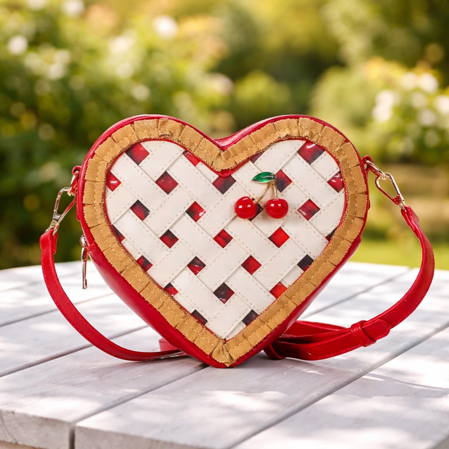 Small Red Heart Convertible Ita Bag Small Red Heart Convertible Ita Bag — mini ita bag with clear display window