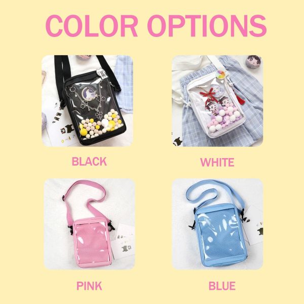 Small White Convertible Ita Bag with Clear Window for Pin Display — mini ita bag detail view