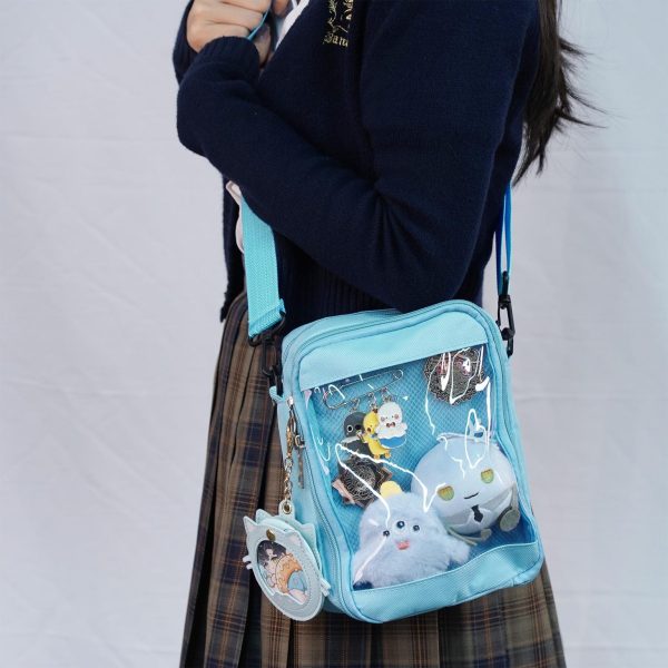 Small White Convertible Ita Bag with Clear Window for Pin Display — mini ita bag with clear display window