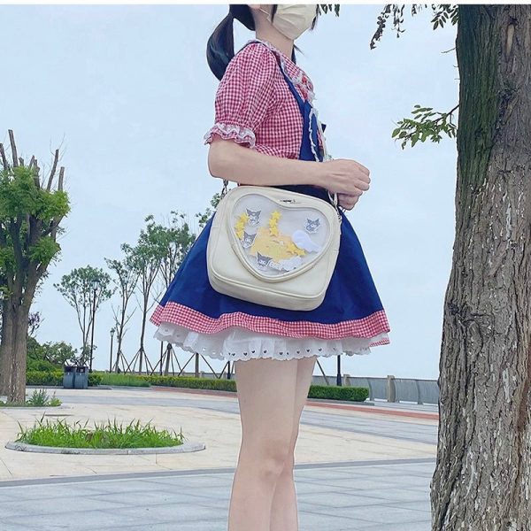 Small White Heart Ita Backpack — ita backpack detail view