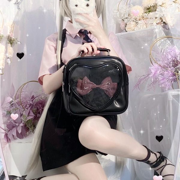 Small White Heart Ita Backpack — ita backpack detail view