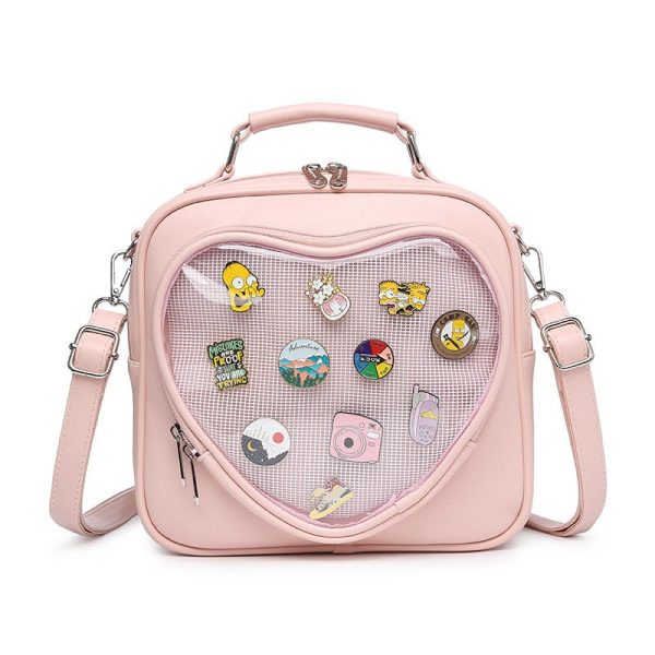 Small White Heart Ita Backpack — ita backpack detail view