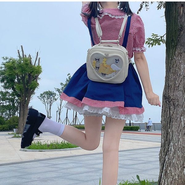 Small White Heart Ita Backpack — ita backpack with clear display window