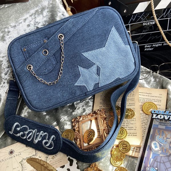 Small White Ita Crossbody Bag with Clear Window for Pin Display — crossbody ita bag detail view