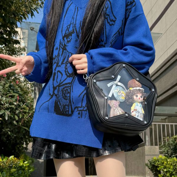 Small Y2K Star Ita Bag for Pin Display — mini ita bag detail view