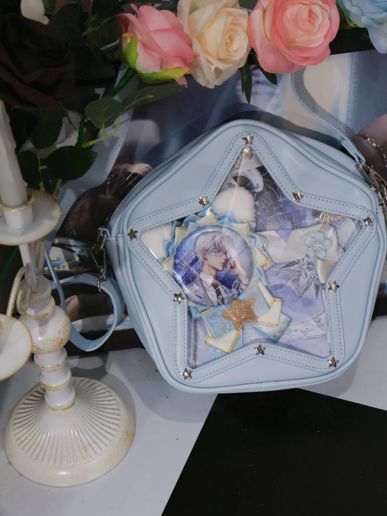 Small Y2K Star Ita Bag for Pin Display Small Y2K Star Ita Bag for Pin Display — mini ita bag detail view