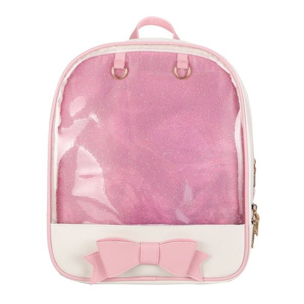White Backpack with Clear Window for Plushies and Pins — ita backpack with clear display window