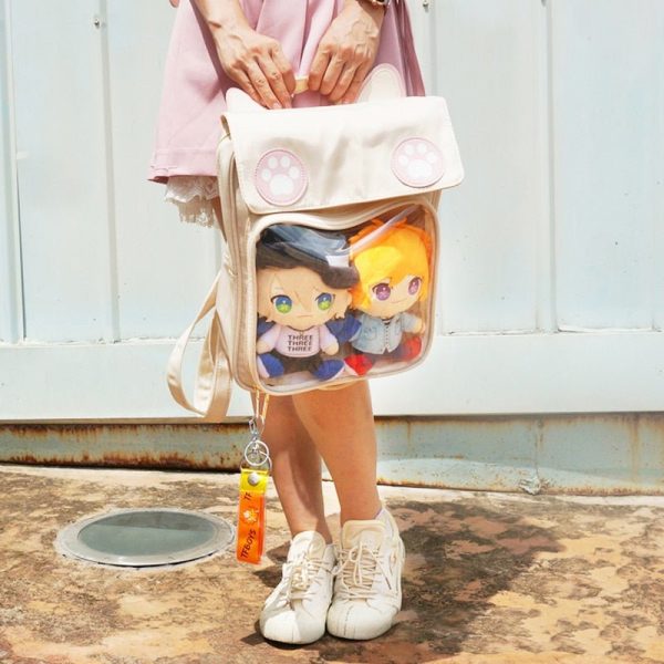 White Cat Ita Backpack for Pin Display — ita backpack detail view