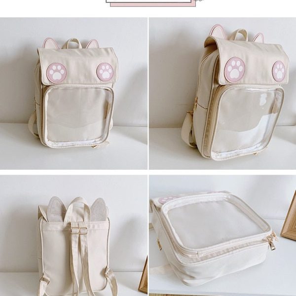 White Cat Ita Backpack for Pin Display — ita backpack detail view