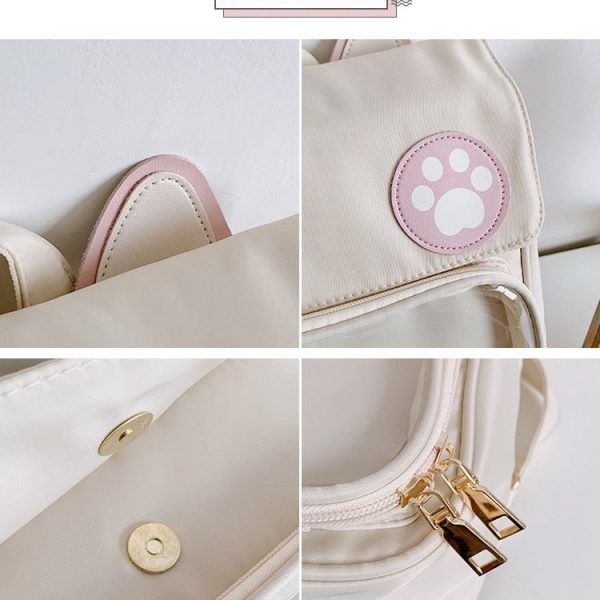 White Cat Ita Backpack for Pin Display — ita backpack detail view