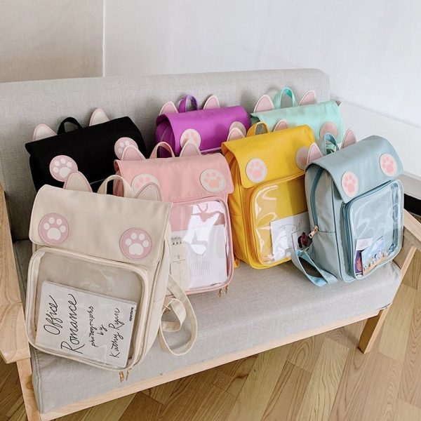 White Cat Ita Backpack for Pin Display — ita backpack detail view