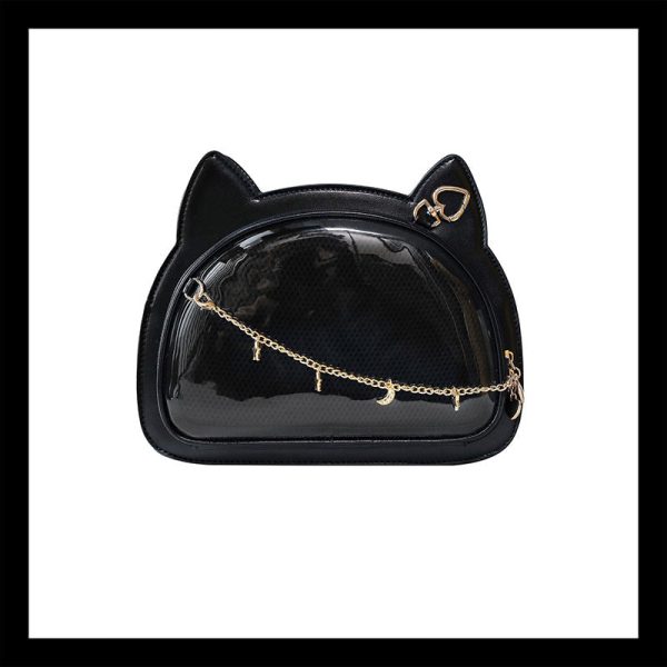 White Cat Ita Bag with Clear Window for Pin Display — ita bag insert detail view