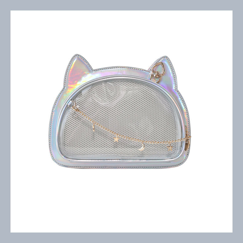 White Cat Ita Bag with Clear Window for Pin Display White Cat Ita Bag with Clear Window for Pin Display — ita bag insert detail view