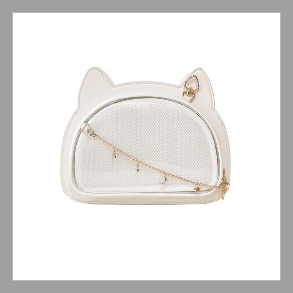 White Cat Ita Bag with Clear Window for Pin Display — ita bag insert detail view