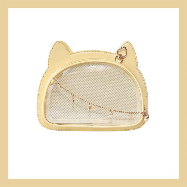 White Cat Ita Bag with Clear Window for Pin Display — ita bag insert detail view